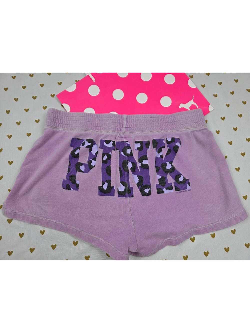 Victorias Secret PINK VINTAGE purple Leopard Cheetah Y2k Booty SHORTS XS